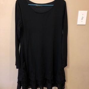 Black tunic top with ruffle bottom